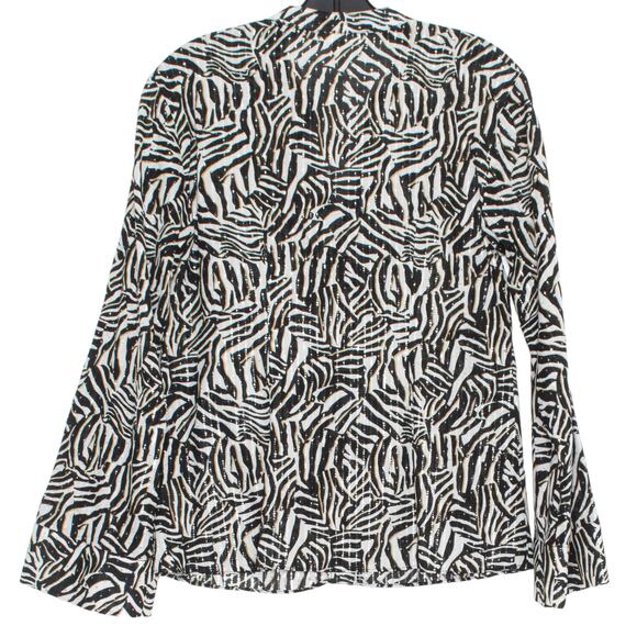 NWT Michael Kors Top Zebra Y2K Safari Abstract Boho Statement Bold Button Small - Picture 2 of 7